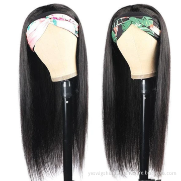 Mink Brazilian Cuticle Aligned  Pre Plucked  Headband Wig Human Hair headband none lace Wig natural straight human hair In Stock